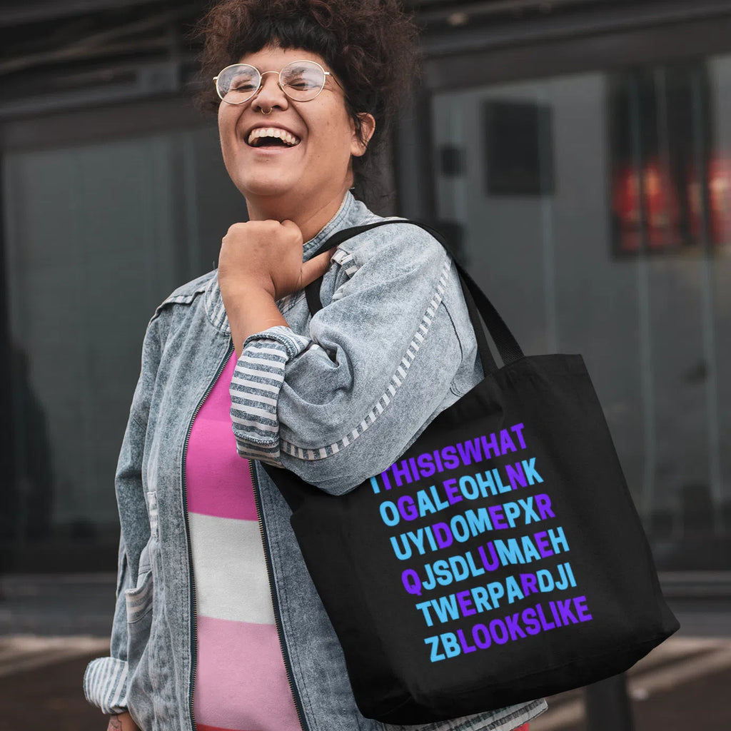Black This Is What Genderqueer Looks Like Large Organic Tote Bag by Queer In The World Originals sold by Queer In The World: The Shop - LGBT Merch Fashion