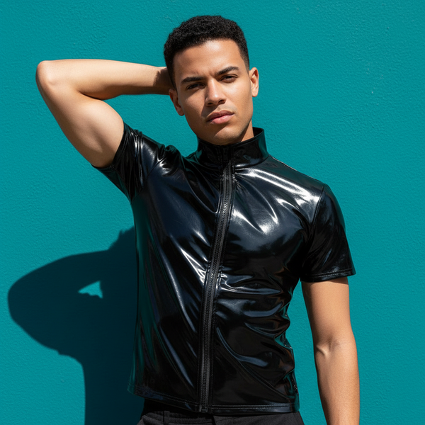 Glossy PVC Short-Sleeved Muscle Tee