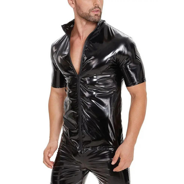 Glossy PVC Short-Sleeved Muscle Tee