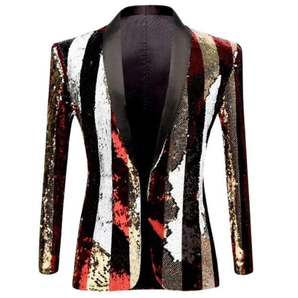 Golden Rainbow Gradient Sequin Blazer