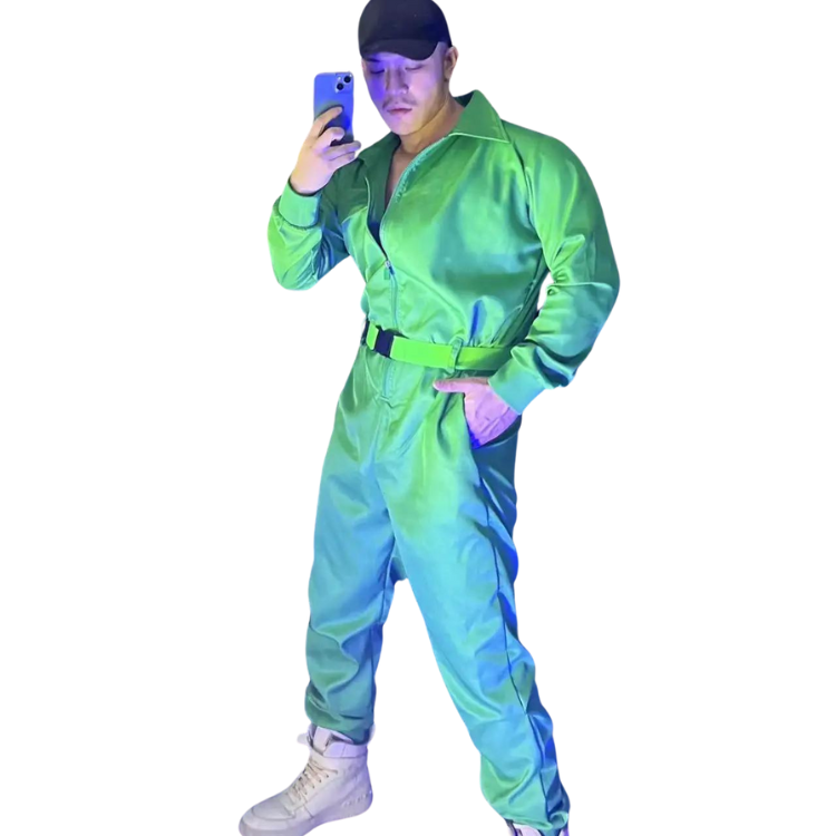 Green Rapper Clothes Green Hip-hop Overall Performance Costume Set – Queer In The World: The ...