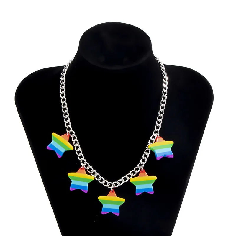 Rainbow Star Chain Necklace