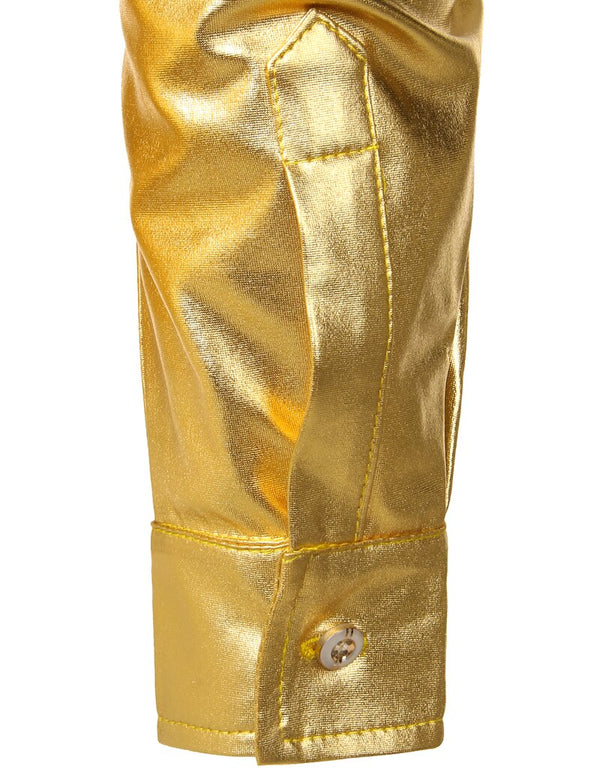 Glam Glitter Gold Long Sleeve Dress Shirt