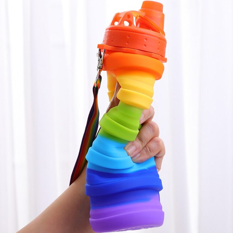 Collapsable Gay Water Bottle With LGBT Lanyard