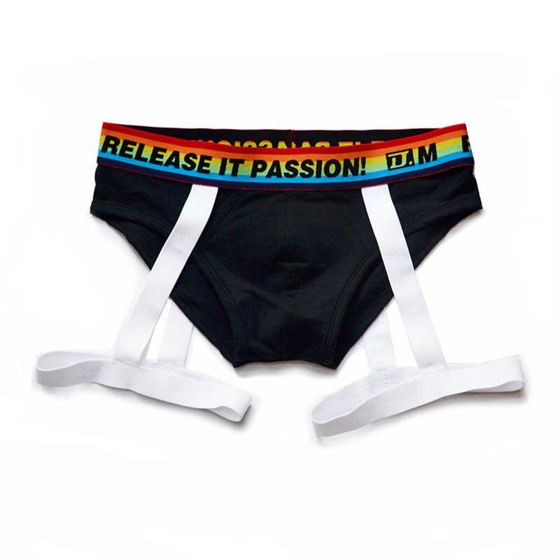 D.M. Rainbow Solid Color Suspender Briefs