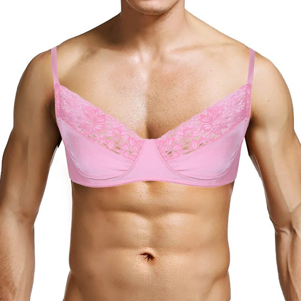 Pink Floral Lace Queer Bralette