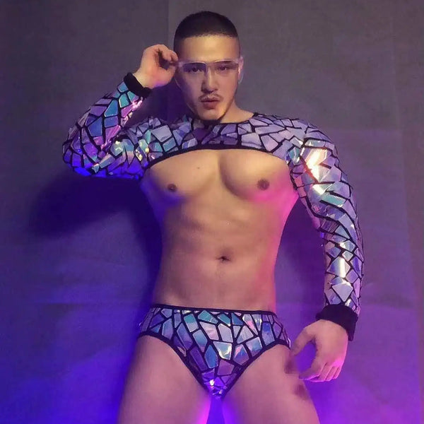 Sequin Shimmer Men's Hooded Clubwear Outfit