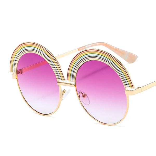 Gold/Pink Rainbow Round Sunglasses by Queer In The World sold by Queer In The World: The Shop - LGBT Merch Fashion