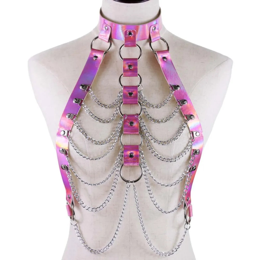 HoloGlam Punk Leather Harness Top