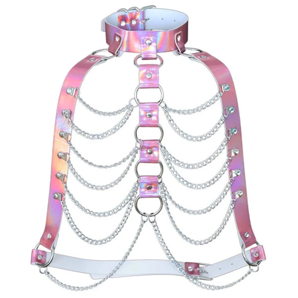 HoloGlam Punk Leather Harness Top