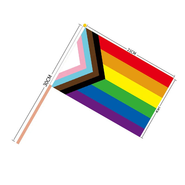 100 x Hand-Held LGBT Progress Pride Flags