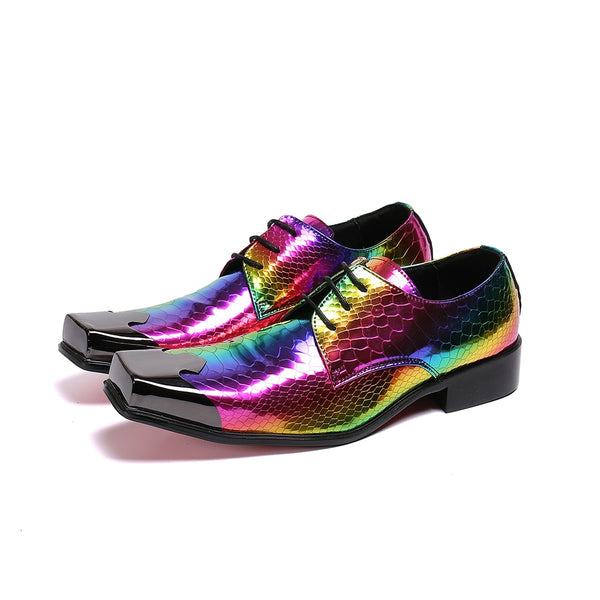 Rainbow Snakeskin Wing-Tip Dress Shoes
