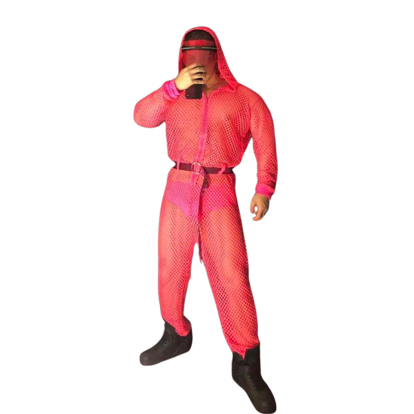Hooded Fluorescent Pink Jumpsuit