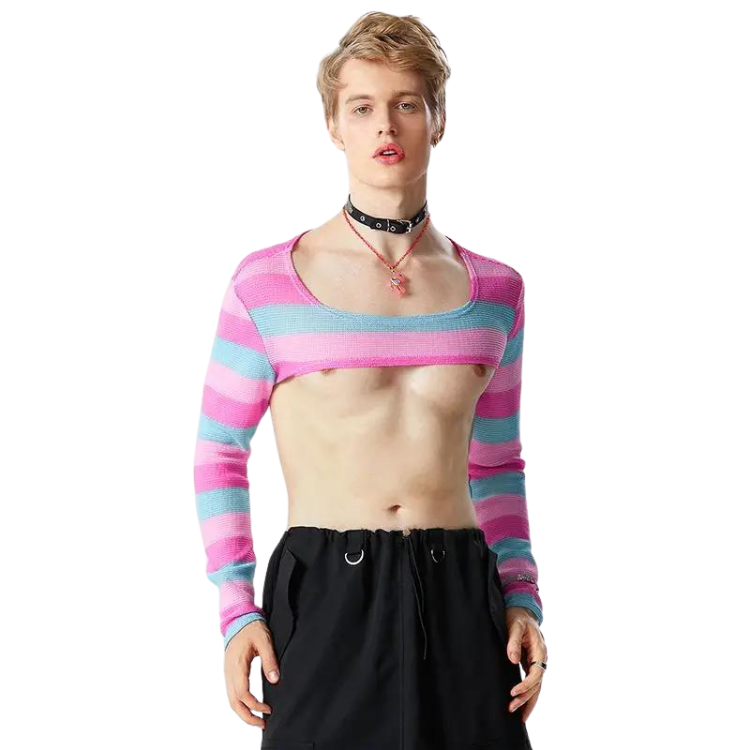 Iconic Bubblegum Pop Striped Crop Tee