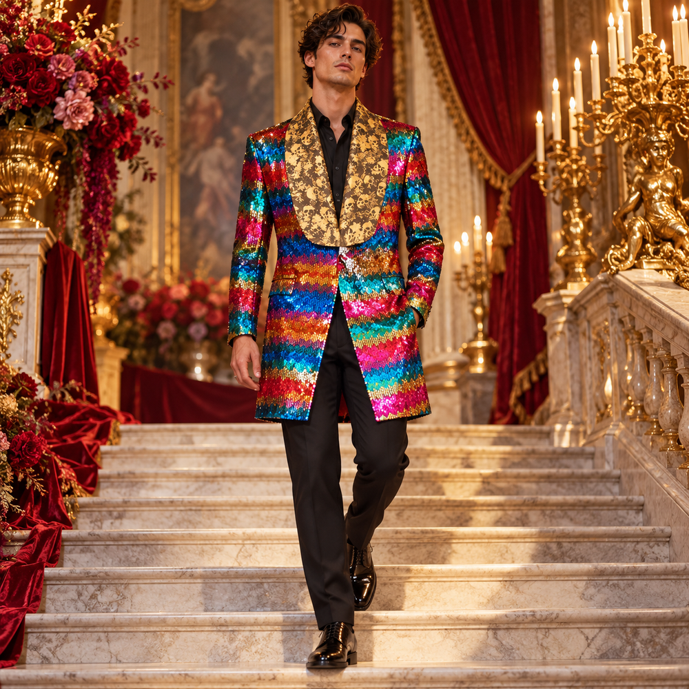 LGBTQ+ Luxe Sequin Long Coat