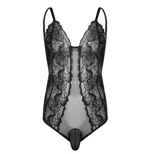 Lace Bodysuit Transparent Erotic Wear for Androgynes