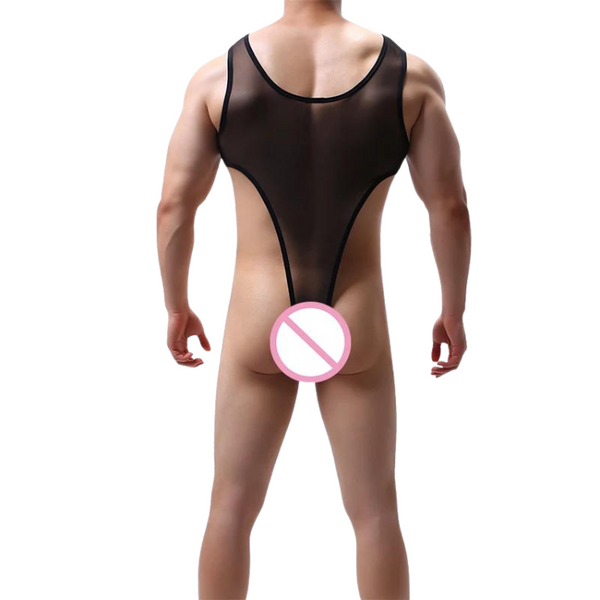 Men's High Cross Sexy Nylon Bodysuit