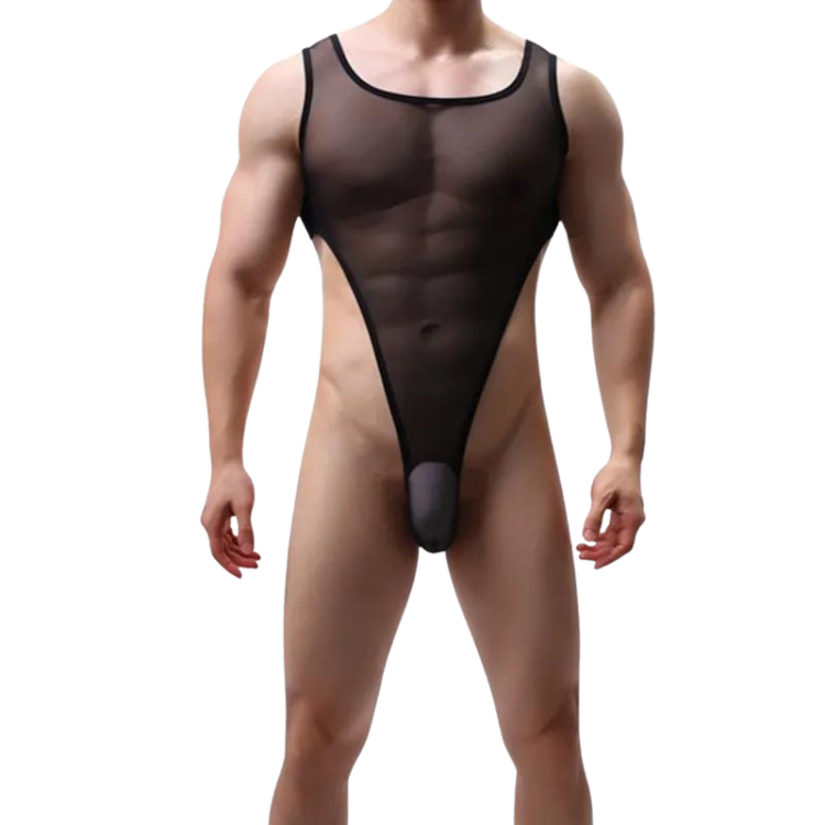 Men's High Cross Sexy Nylon Bodysuit