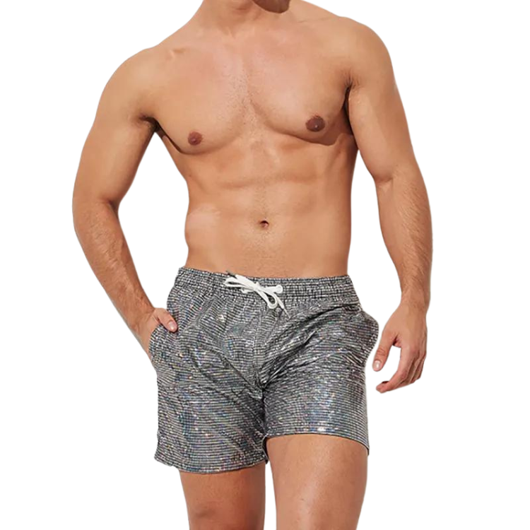 Men's Metallic Print Sequin Casual Sporty Shorts