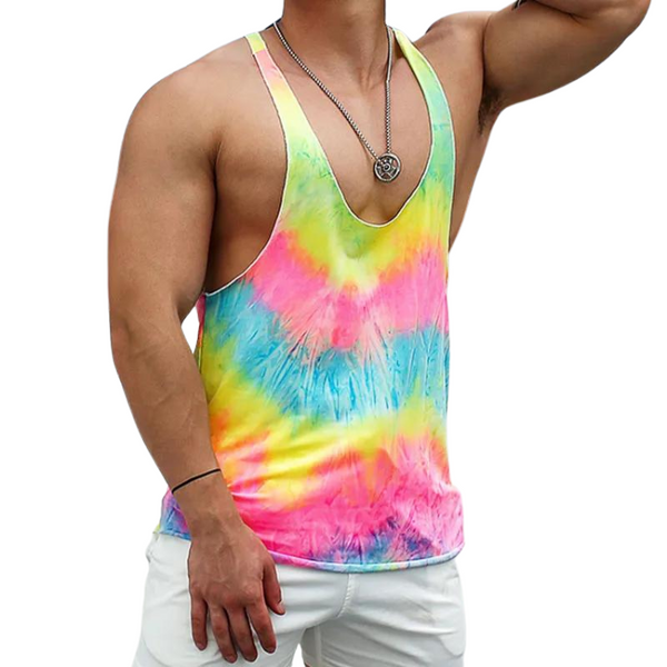 Men's Rainbow Tie-Dye Sleeveless T-Shirt