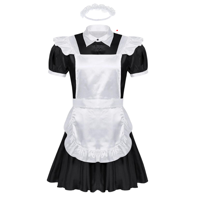 Mens French Maid Sissy Dress With Apron Set