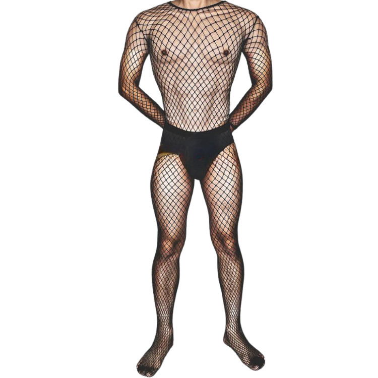 Mesh Charm Suspender One Piece Stockings