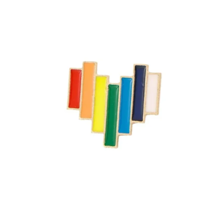  Metric Rainbow Heart Enamel Pin by Queer In The World sold by Queer In The World: The Shop - LGBT Merch Fashion