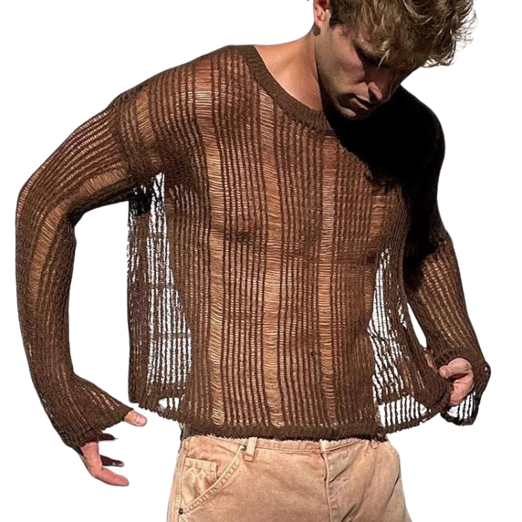 Micro Sheer Cutout Stretch Sweater