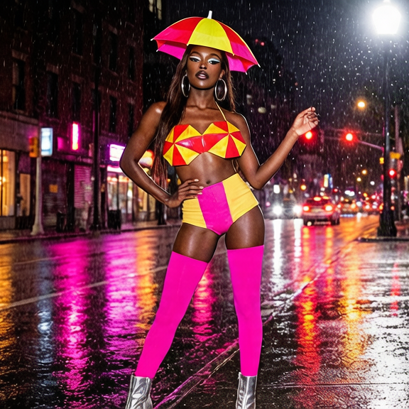 Neon Umbrella Headdress Gogo Costume