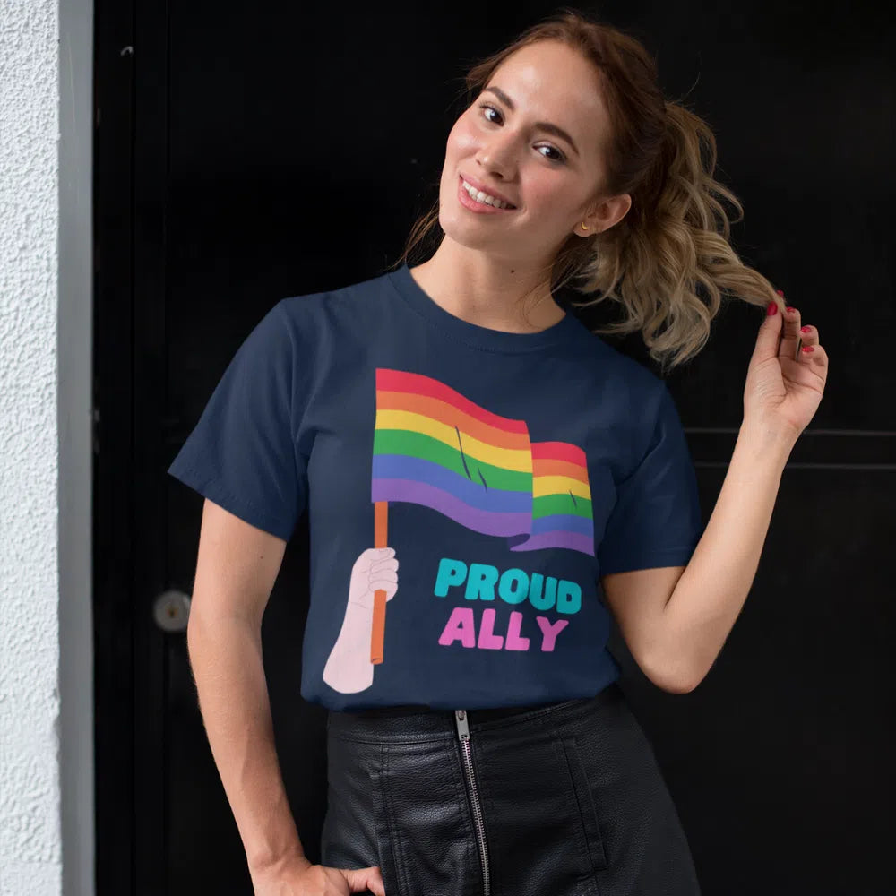 Black Proud Ally T-Shirt by Queer In The World Originals sold by Queer In The World: The Shop - LGBT Merch Fashion