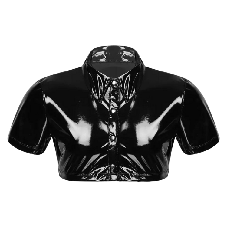 PVC Shimmer Kink Crop Top