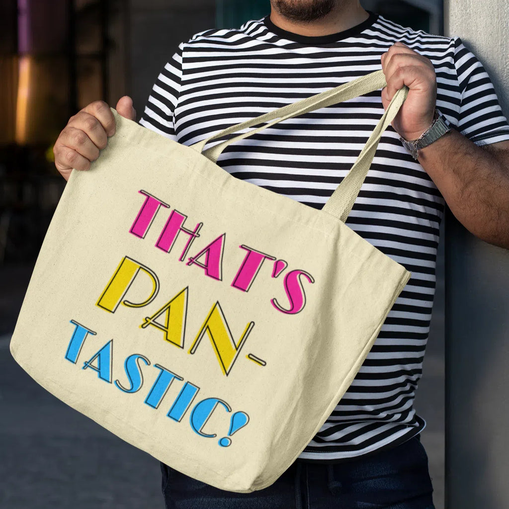 Black That's Pan-Tastic Large Organic Tote Bag by Queer In The World Originals sold by Queer In The World: The Shop - LGBT Merch Fashion