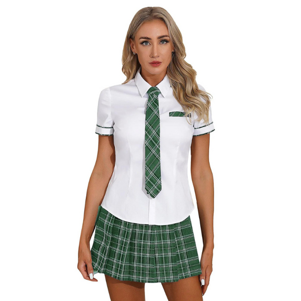 Playful Schoolgirl's Plaid Skirt Seduction Set