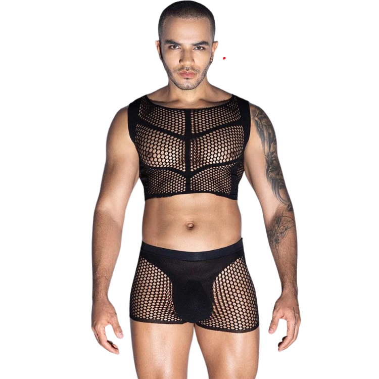 Queer Fantasy 2 Piece Fishnet Erotic Lingerie