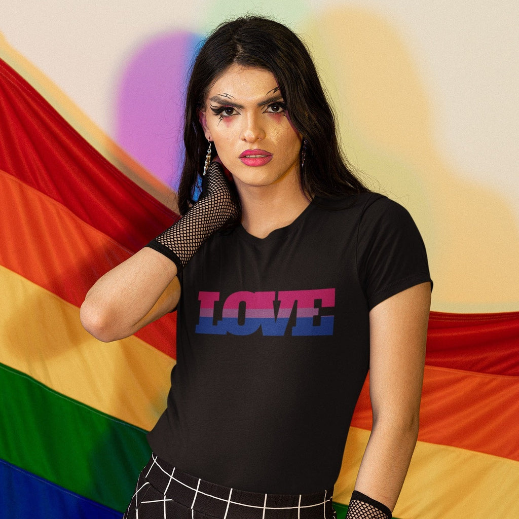 Black Heather Bisexual Love T-Shirt by Queer In The World Originals sold by Queer In The World: The Shop - LGBT Merch Fashion