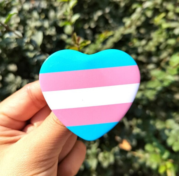  Transgender Pride Heart Badge by Queer In The World sold by Queer In The World: The Shop - LGBT Merch Fashion