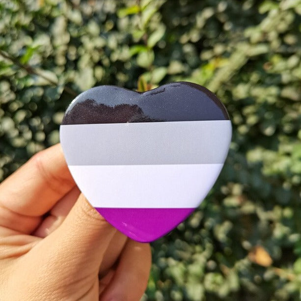  Asexual Pride Heart Badge by Queer In The World sold by Queer In The World: The Shop - LGBT Merch Fashion