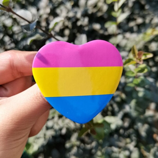  Pansexual Pride Heart Badge by Queer In The World sold by Queer In The World: The Shop - LGBT Merch Fashion