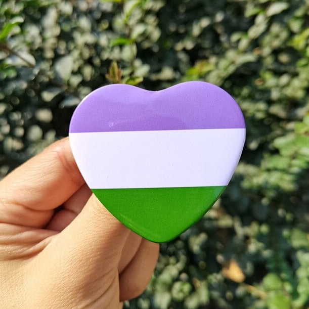  Genderqueer Pride Heart Badge by Queer In The World sold by Queer In The World: The Shop - LGBT Merch Fashion