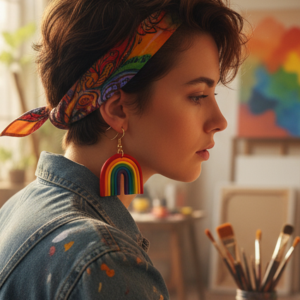 Rainbow Arch Pendant Pride Earrings
