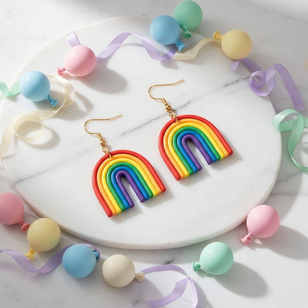 Rainbow Arch Pendant Pride Earrings