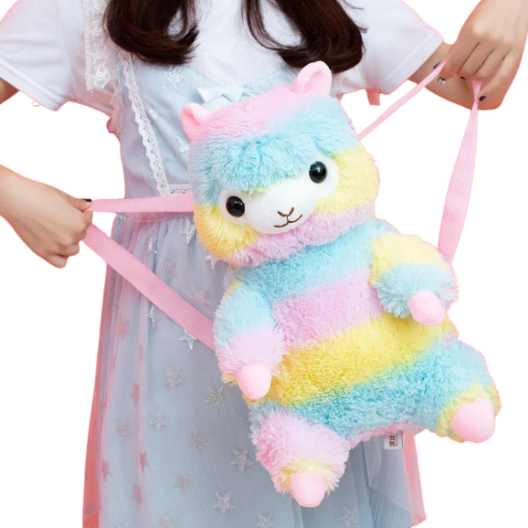 Rainbow Rainbow Kawaii  Alpaca Backpack by Out Of Stock sold by Queer In The World: The Shop - LGBT Merch Fashion