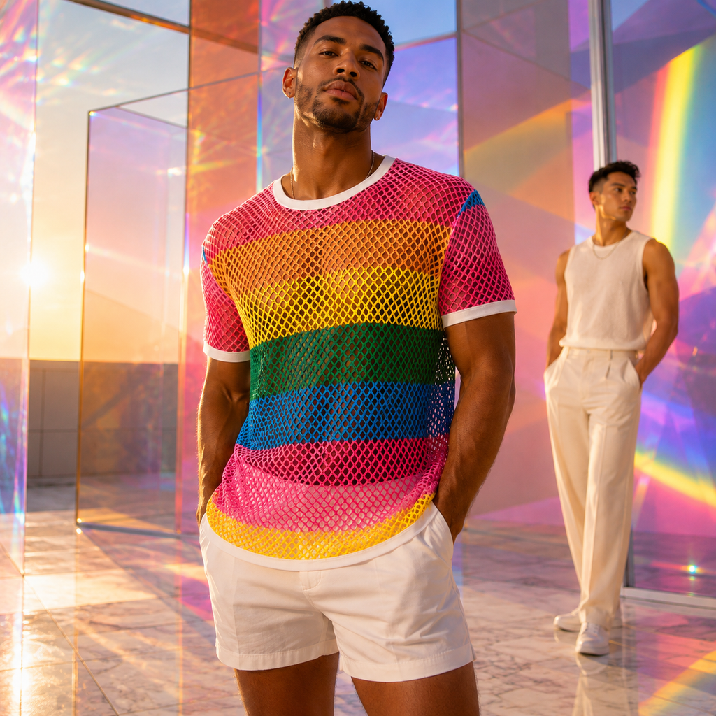 Rainbow Mesh T-Shirt