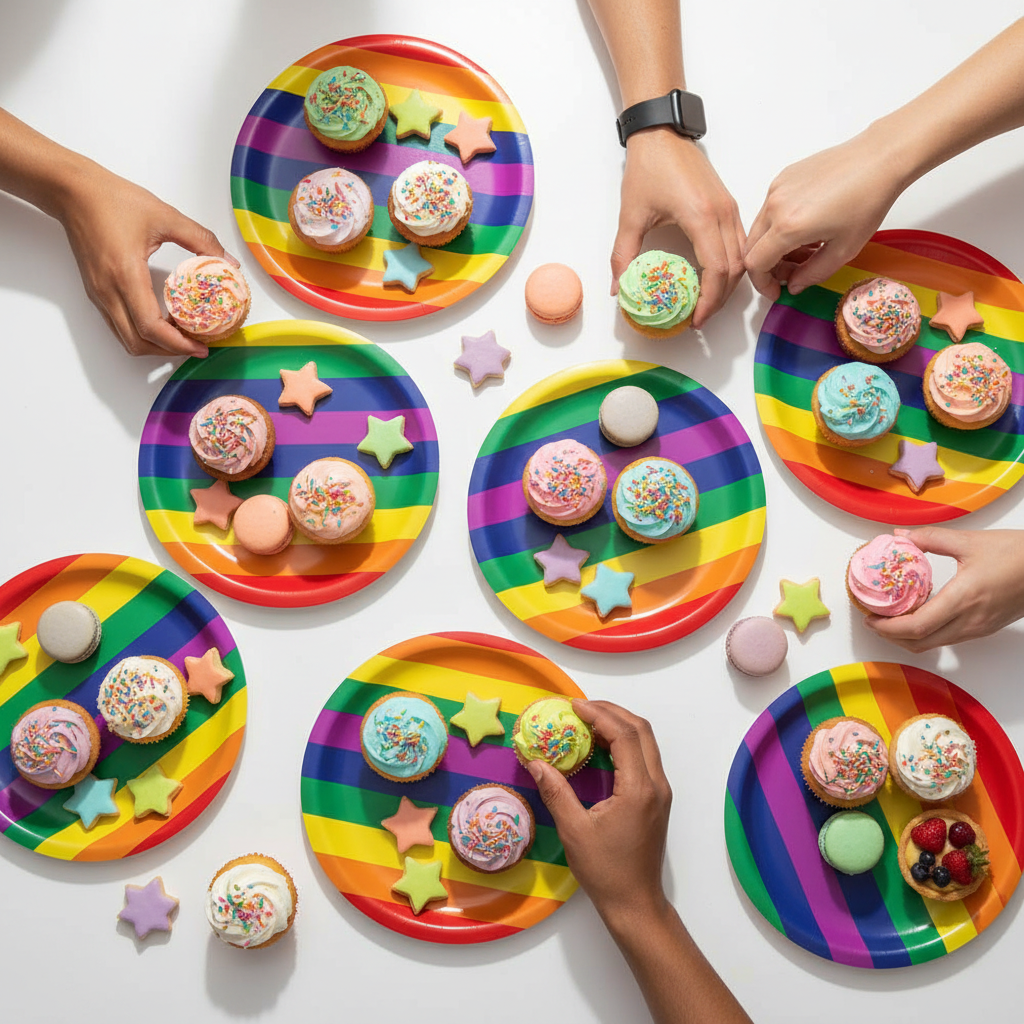 Rainbow Pride Party 20 Piece 7 Inch Plates Set