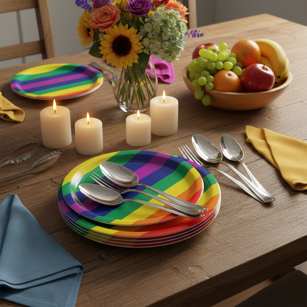 Rainbow Pride Party 20 Piece 7 Inch Plates Set