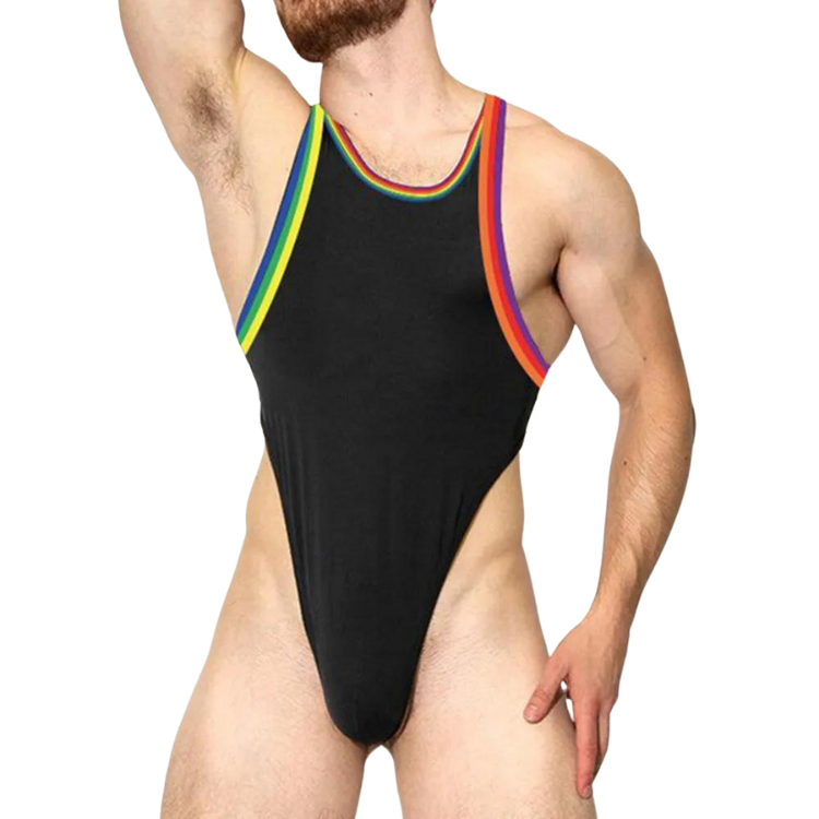 Rainbow Stripe Stretch Thong Bodysuit