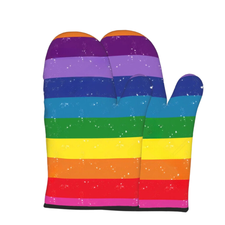 Rainbow Stripes LBGT Oven Mitts