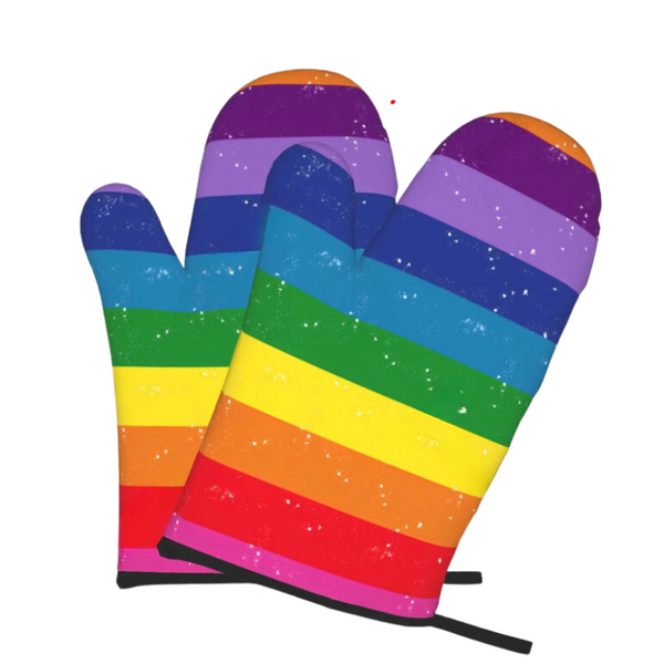 Rainbow Stripes LBGT Oven Mitts