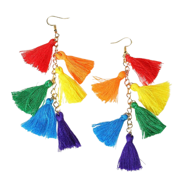 Rainbow Tassel Party Earrings