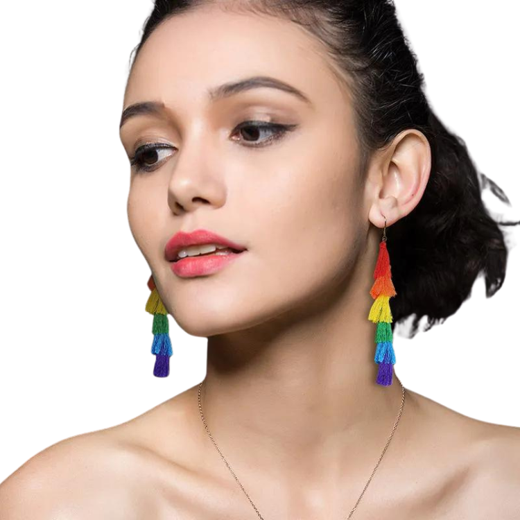 Rainbow Tassel Party Earrings